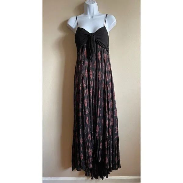 Free People totally tubular brown black‎ maxi dress Sz S - Image 3
