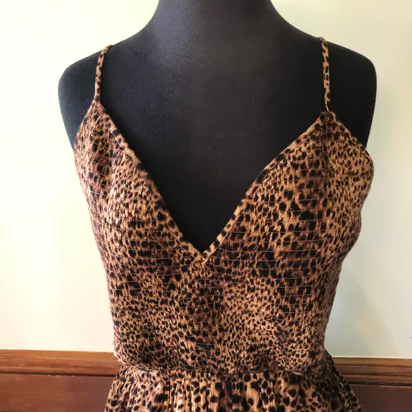 Aerie Leopard Print Smocked Cut-Out Mini Dress - Image 2