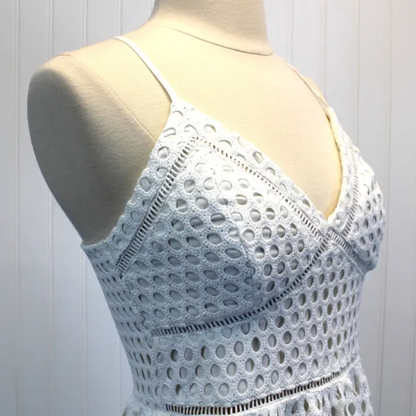 Abercrombie & Fitch Womens S Crochet Mini‎ Dress Sleeveless White Boho Whimsy - Image 9