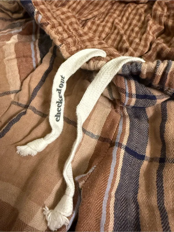 Aerie Tan Navy Plaid Soft Gauze Pajama Jogger Lounge Pants - size XL - Image 5
