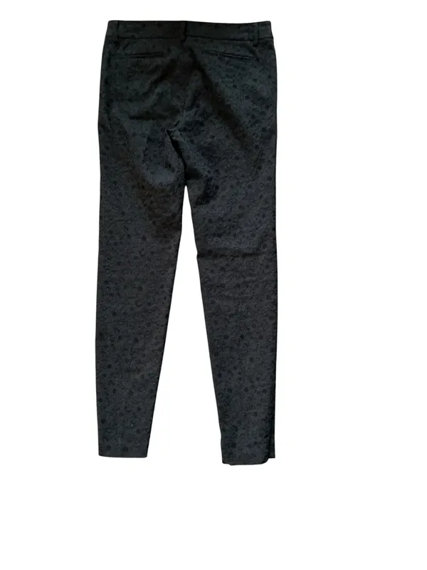 ABS Platinum Women's Black Tone-on-Tone Damask Brocade Skinny Ankle Pants Size 8 - Image 2