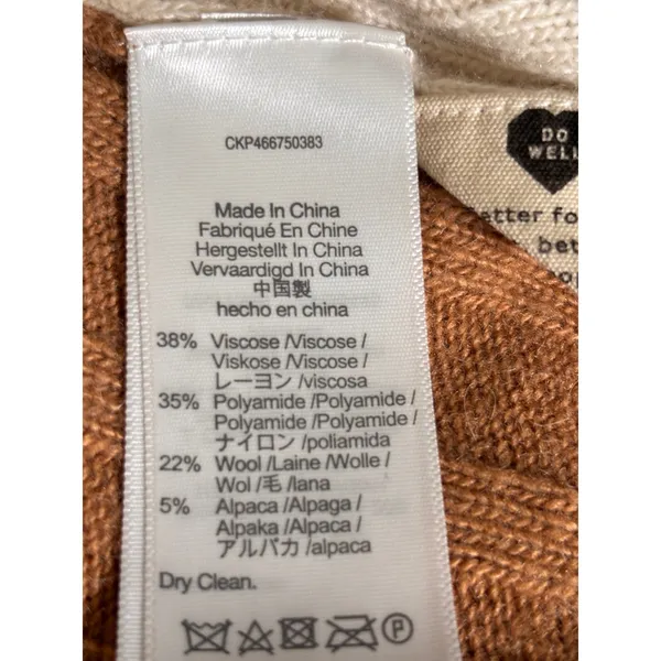 Madewell Re)sourced Ribbed Wool Alpaca Midi Sweater Dress Large Colorblock Tan L - Image 10