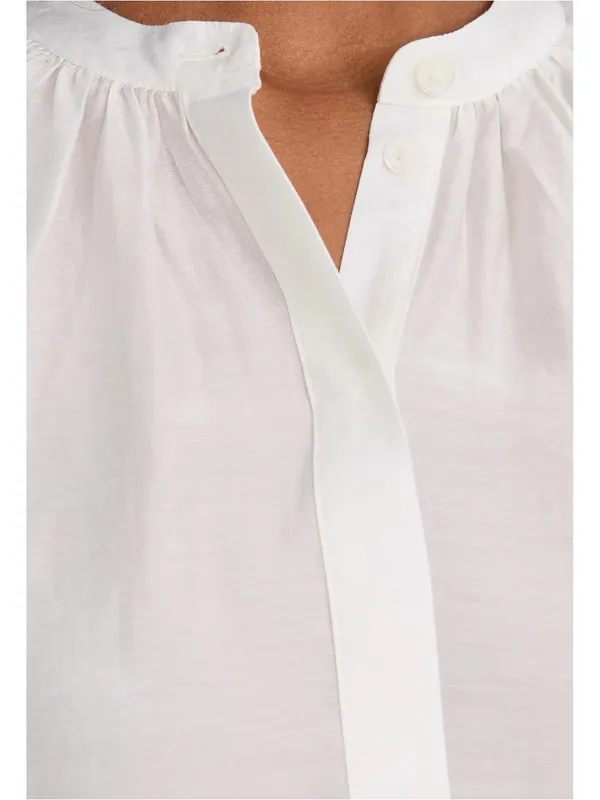 MADEWELL Ivory Button Front Blouse Lyocell Top Pleated Women’s Size Medium - Image 4