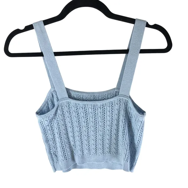 Crochet Cropped Cami Top Knit Light Blue S? - Image 2