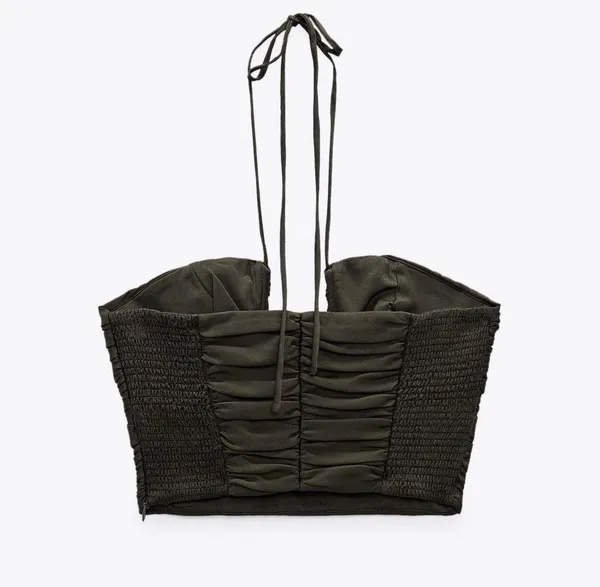 ZARA Satin Effect Drapped Halter Top - Image 3