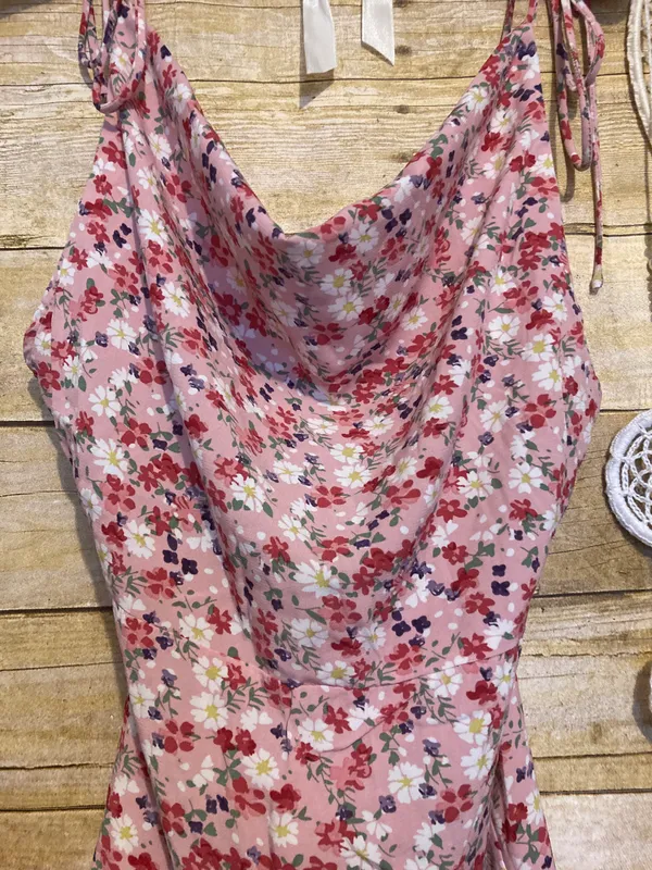 Beginning Boutique Your LA Catch Cowl Neck Mini Dress in Pink Floral - Image 5