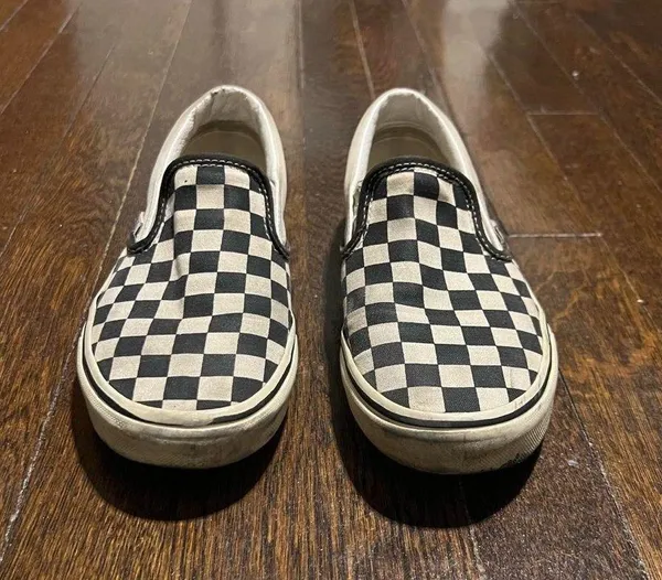 Vans Slip-On Checkered Black White Sneakers Women’s 6.5 - Image 3
