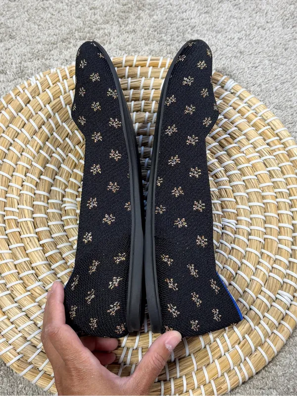 Rothy’s Women’s The Flat Shoes Comfort Knit in Black/metallic Daisy Sparkle 10.5 - Image 7