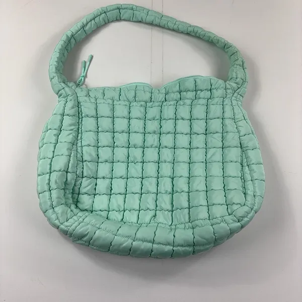 Iris & Rainbow Shoulder Bag Womens Large Green Quilted Puffer Zip Pockets - Image 9