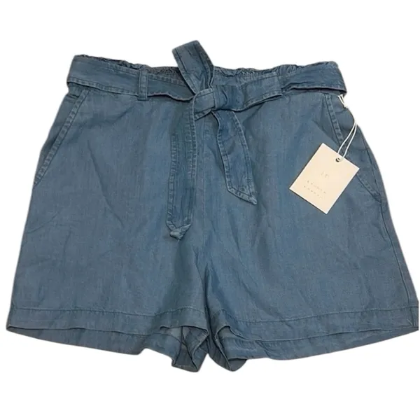 LC Lauren Conrad 3" High-Waisted Paperbag Shorts Chambray NEW Small - Image 2