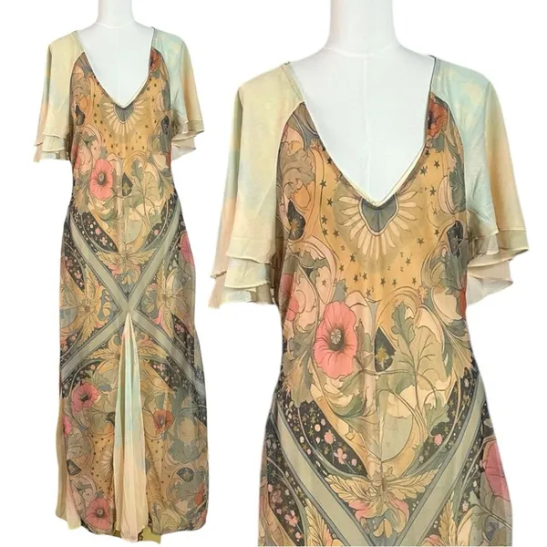 Free People Bohemian Witchy Celestial Nights Maxi Dress in Fairy Combo Medium - Image 9