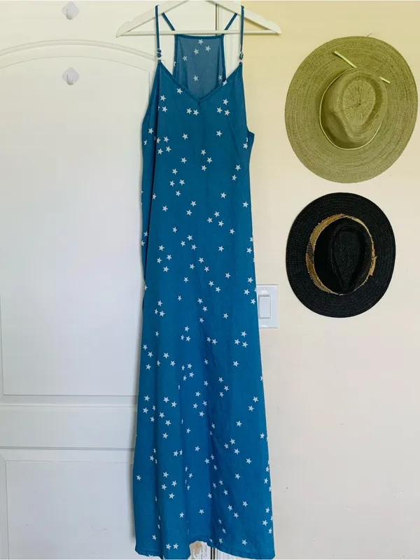 Levi's Women's White American Stars Print Blue Jean Denim Maxi Dress | Size: S/M - Image 2