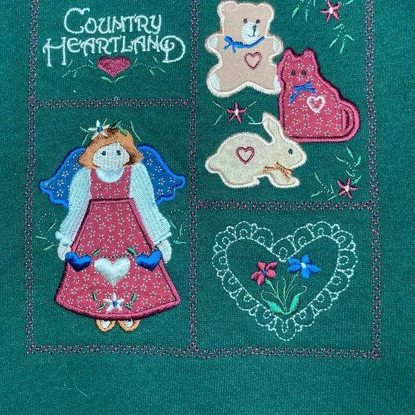 Vintage Country Heartland Grandmacore Sweatshirt Size XL Green - Image 4