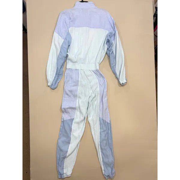 Paradised Blue colorblock Kelsey zip up Jumpsuit Medium - Image 7