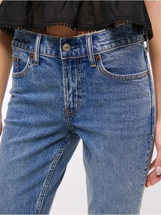 Abercrombie & Fitch Mid Rise Bootcut Frayed Hem Jean - Image 4