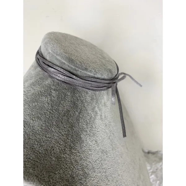 Silver Gray Thin Leather Necklace Choker 72" long - Image 4