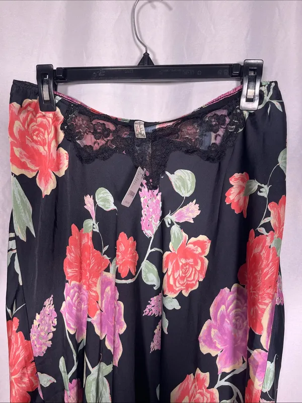 Free People Womens Romance In Rome Black Pink Slip Maxi Skirt Lace Small - Image 5