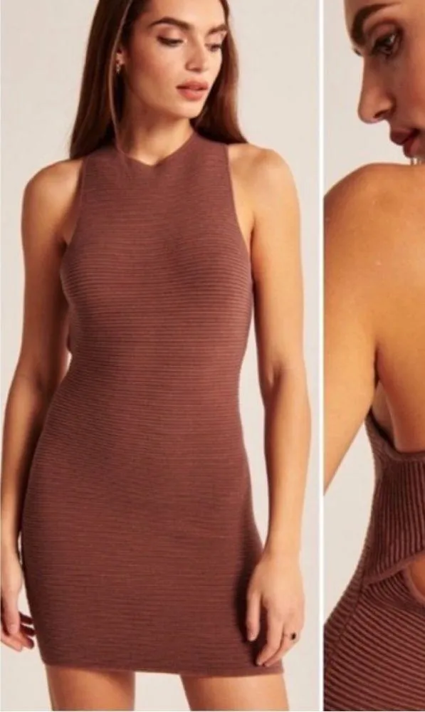 Abercrombie & Fitch Scuba Cross-Back Elevated Knit Ribbed Dress Size XL Black - Image 7