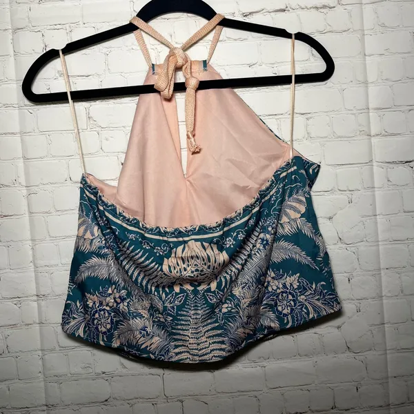 NWT Anthropologie Eva Franco Pink Floral‎ Print Halter Neck Crop Top Size 8 - Image 4