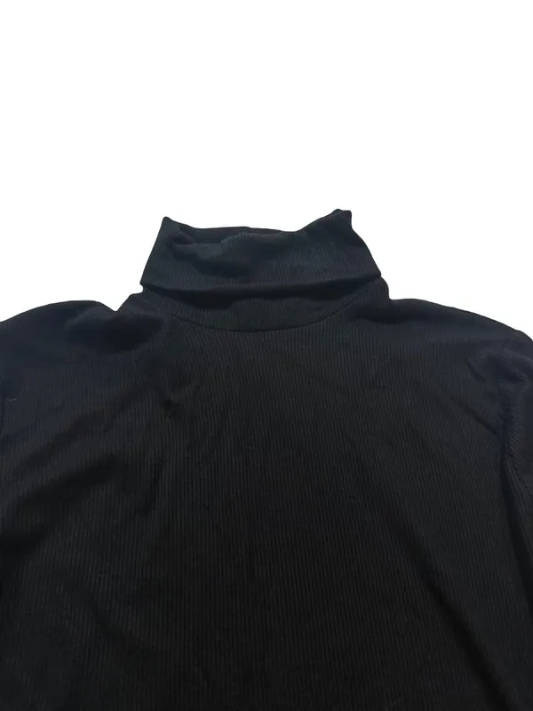 Full Tilt Black Ribbed Knit Long Sleeve Crop Top Shirt Turtleneck Medium Women's - Image 12