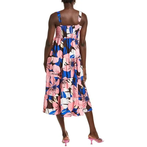 NWT Fashion | XL| Midi Tired Dress Shoulder Bow Floral Floral Hawaiian Sun Dress - Image 2