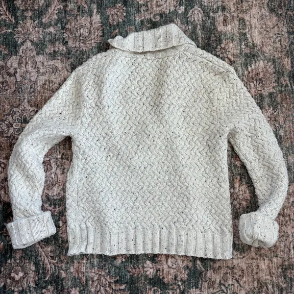 Apt 9 Cardigan Sweater M Cream Cable Knit Ribbon Tie Front Coquette Cozy Cottage - Image 3