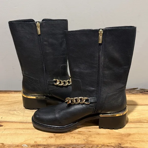 *NEW *‎ VINCE CAMUTO Keshilla gold hardware moto boots LEATHER Size 8.5 B29 - Image 11
