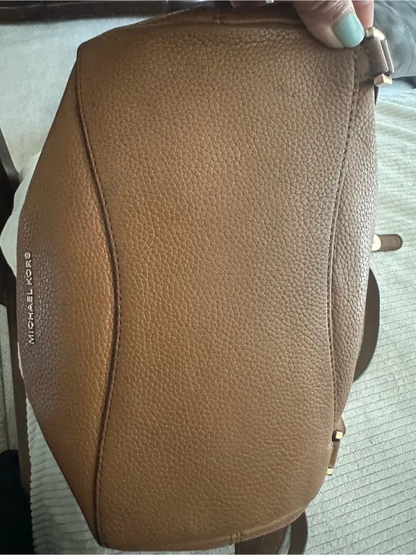 Michael Kors Raven Brown Logo Backpack with Tan Leather Trim - Image 14