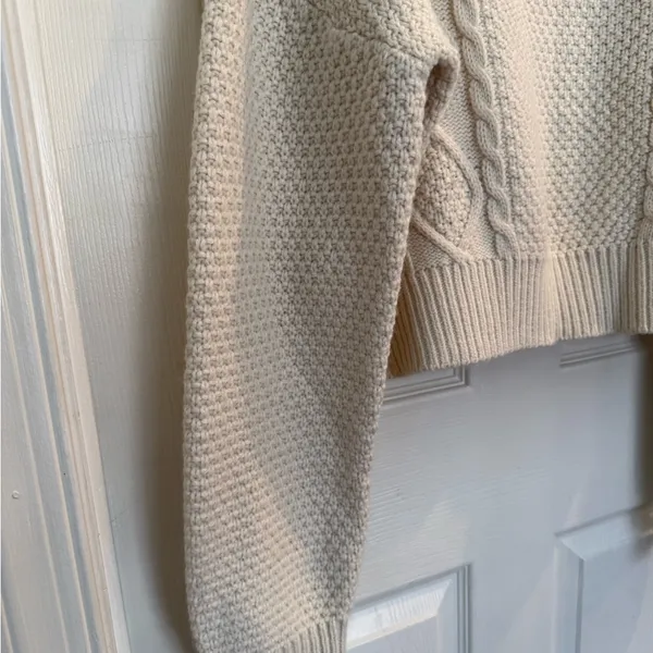 Altar'd State Cream Cable Knit Sweater - Image 3