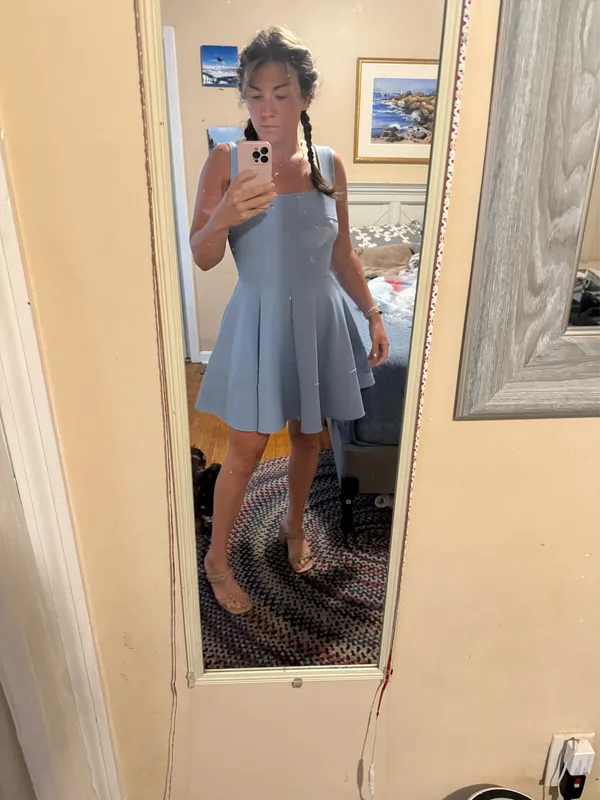 Lulus Periwinkle Fit & Flare Home Before Daylight Dress Medium - Image 4
