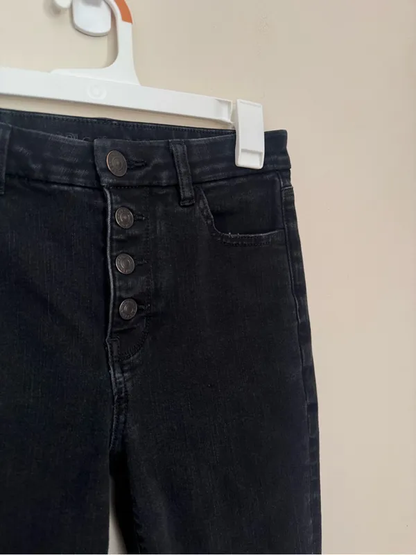 American Eagle Dream Jean Curvy High Rise Jegging Crop Black Size 6 Button Fly - Image 4