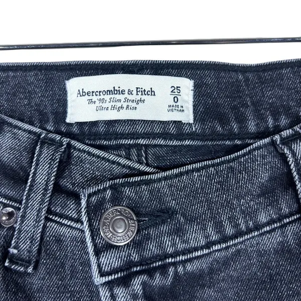 Abercrombie & Fitch The 90s Slim Straight Criss Cross Waist Jeans Black Size 0 - Image 4