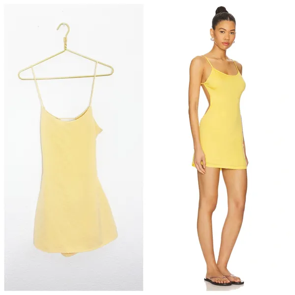 Revolve NBD Butter Yellow Cut Out Back Mini Dress Size Small Preppy Casual Chic - Image 2
