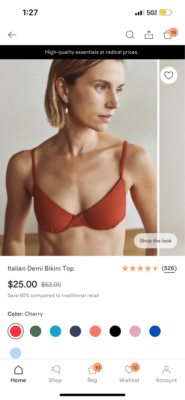 New Quince Italian Demi Bikini Top Size Medium - Image 4