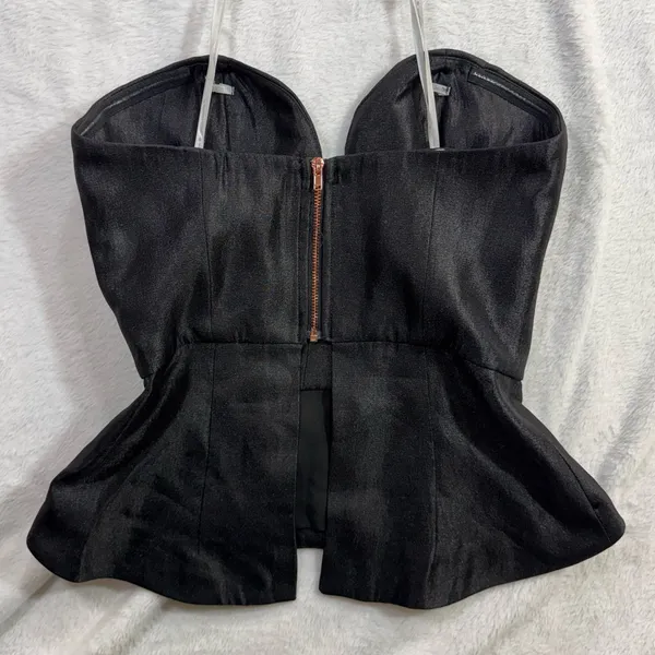 NWT Minty Meets Munt‎ XS Black Satin Peplum Bustier Corset Top Paloma Goth Sleek - Image 3