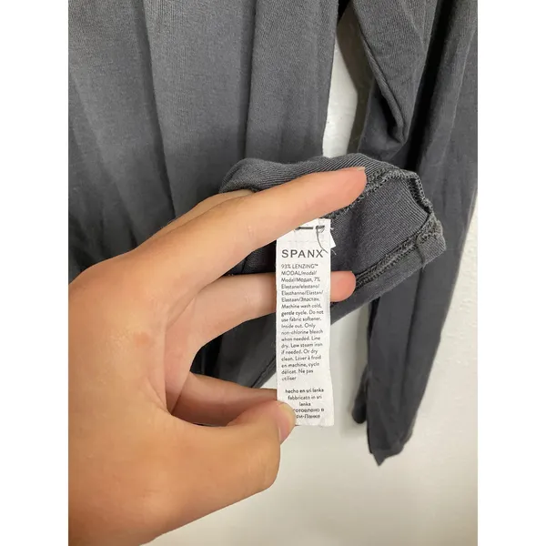 Spanx‎ Womens Long Sleeve Crew Neck Top Charcoal Gray Lenzing Modal Stretch S - Image 4