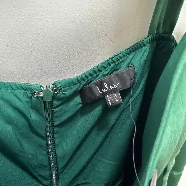 Lulus Graceful Sophistication Emerald Green Satin Tie-Strap Midi Dress XL NWT - Image 7