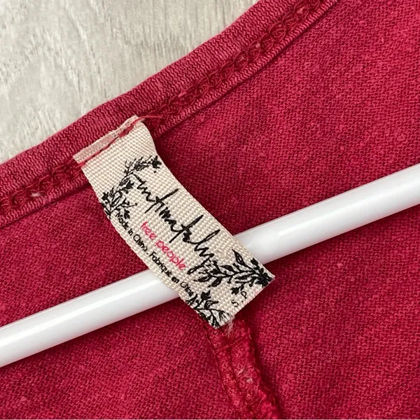 Free People Tshirt high low long sleeve womens Pink (small) oversized boho basic - Image 2