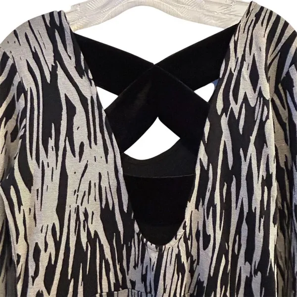 BCBGeneration Zebra Print Dress Black Velvet‎ Trim Size M - Image 9