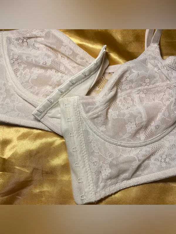 Y2K Ivory Lace Longline Bustier Bralette - Image 3