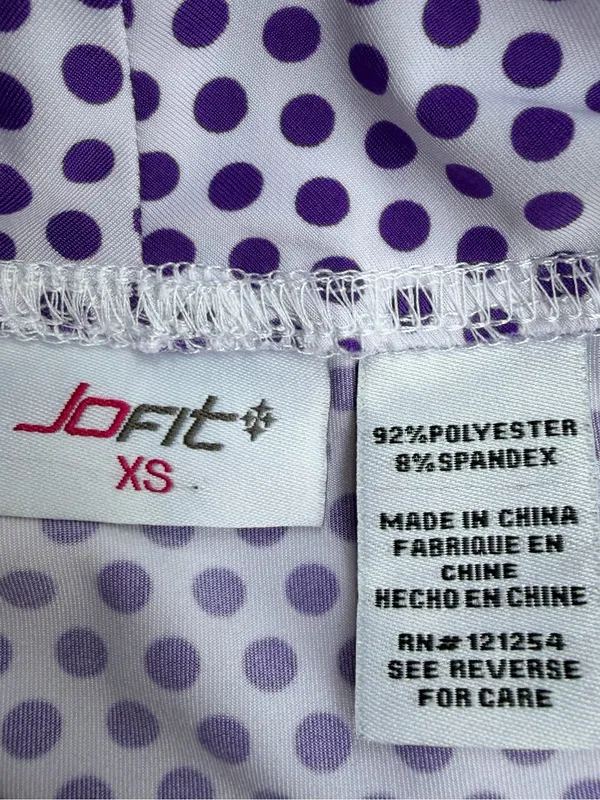 Jofit Golf Tennis Skort White Purple Polka Dot Pockets Built-In Shorts XS - Image 6