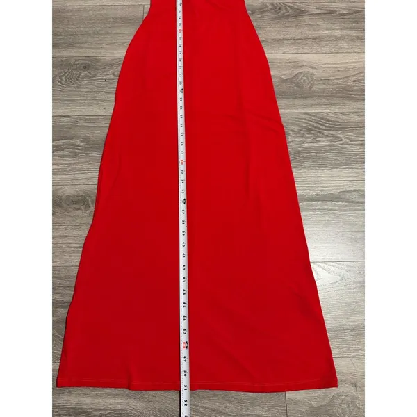 Red High Neck Maxi Dress S Halter Open Back‎ Lace Up Strappy Bodycon Formal Gown - Image 7