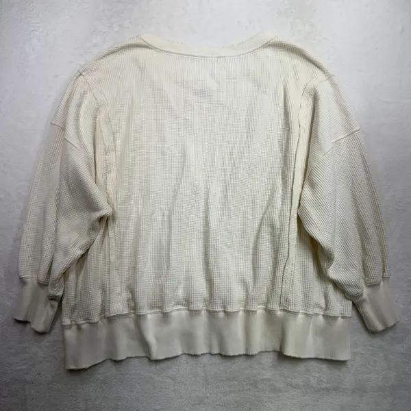 American Eagle Large Big Hug Off-the-Shoulder Waffle Sweatshirt Oversized Boho - Image 12