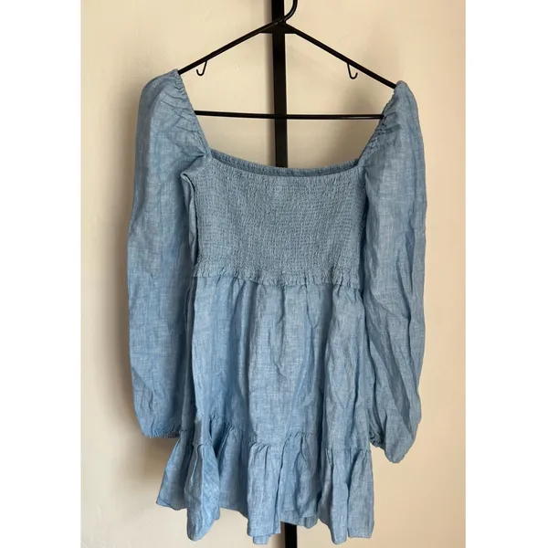 Aritzia Wilfred Blue Tempest Linen Dress Small - Image 3