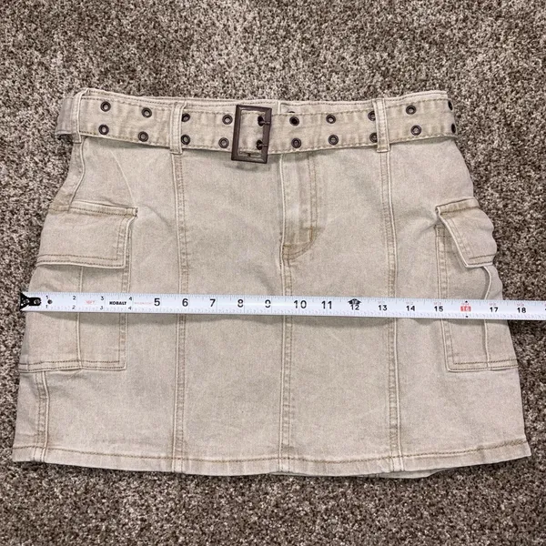 Sincerely Jules Tan Cargo Denim Skirt Women's Size 9/28 Utility Mini Skirt - Image 6