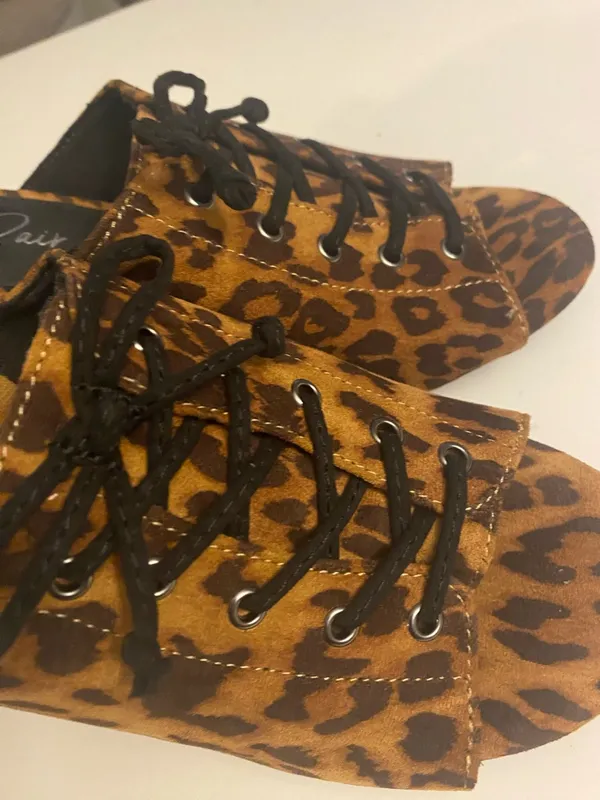 Wild Pair Leopard Print Lace-Up Mules - Brown - Image 5