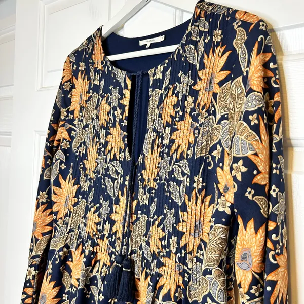 TULAROSA Audrey Floral‎ Print Smocked Bell Sleeve Mini Dress Size S - Image 4