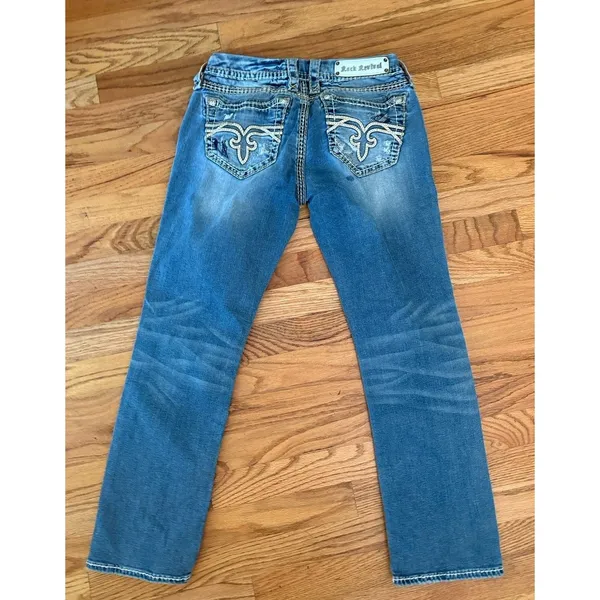 Rock Revival Women's Heidi Capri Jeans Distressed Embellished Denim Size‎ 30 - Image 2