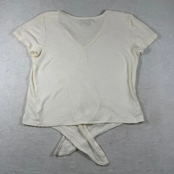 Madewell Texture & Thread Cream Cotton Front Tie V-Neck Short Sleeve Top J8537 M - Image 8