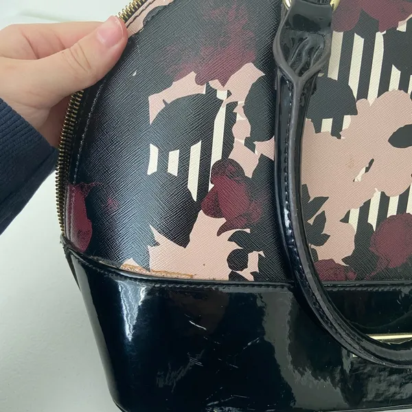 Anne Klein‎ women’s floral pink burgundy black gold hardware shoulder purse zip - Image 8